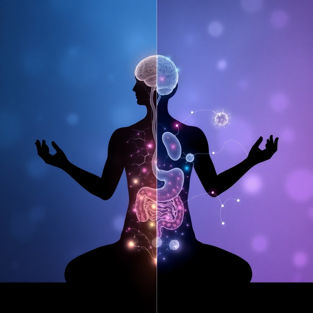 split screen composition showing a silhouette of a person in meditatio uwcuo 5o5l